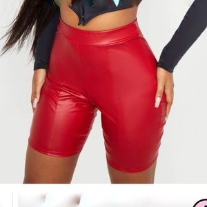Red biker tights